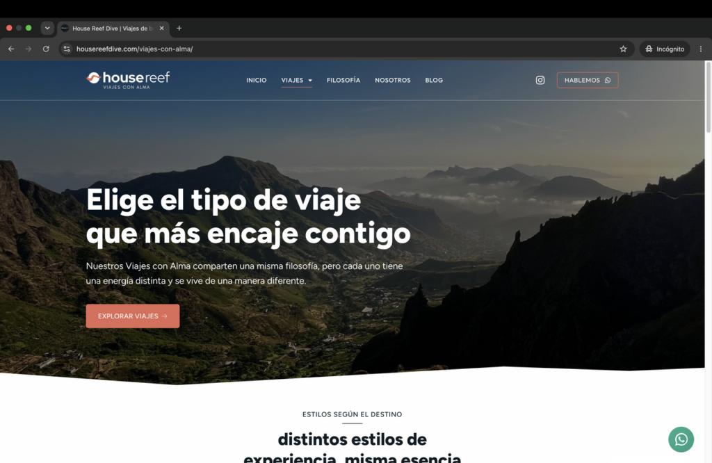 House Reef dive travel website designed by White Fins